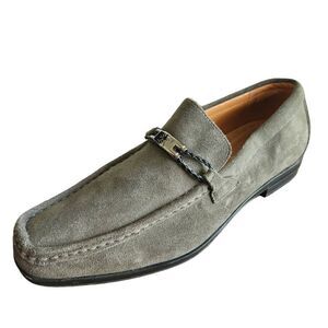 Stacy Adams Suede Loafers Mens 11.5 Neville Moc Toe Bit Loafer Gray Leather